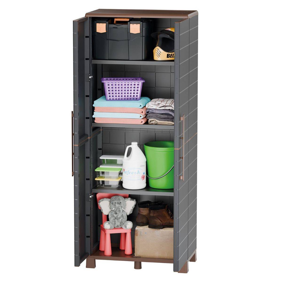 Armoire de rangement haute 2 portes 3 Etagères réglables 68 x 37 x 169cm - Meuble de Garage Atelier Buanderie Artplast - Image 2