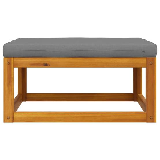 Repose-pied | Tabouret de jardin | Pouf avec coussin gris foncé Bois d'acacia massif Maison Chic - Image 5