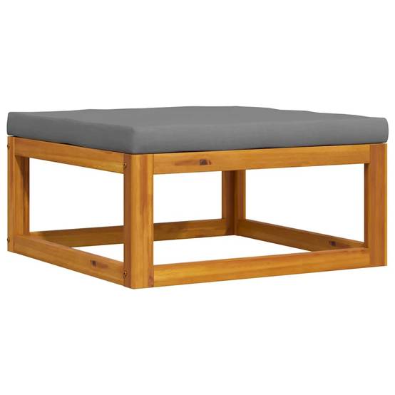 Repose-pied | Tabouret de jardin | Pouf avec coussin gris foncé Bois d'acacia massif Maison Chic - Image 6