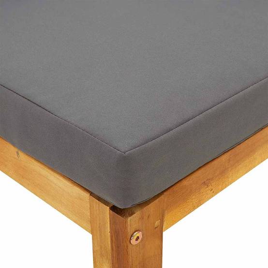 Repose-pied | Tabouret de jardin | Pouf avec coussin gris foncé Bois d'acacia massif Maison Chic - Image 7