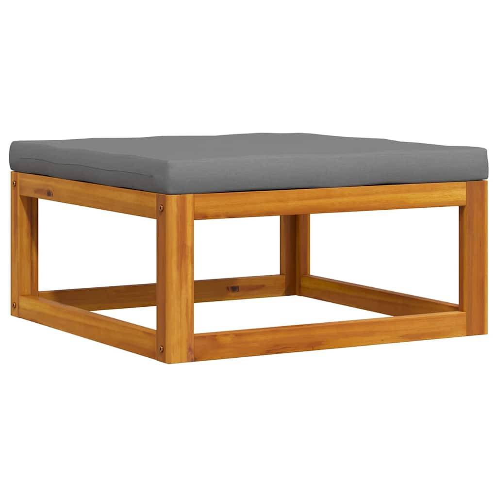 Repose-pied | Tabouret de jardin | Pouf avec coussin gris foncé Bois d'acacia massif Maison Chic - Image 1