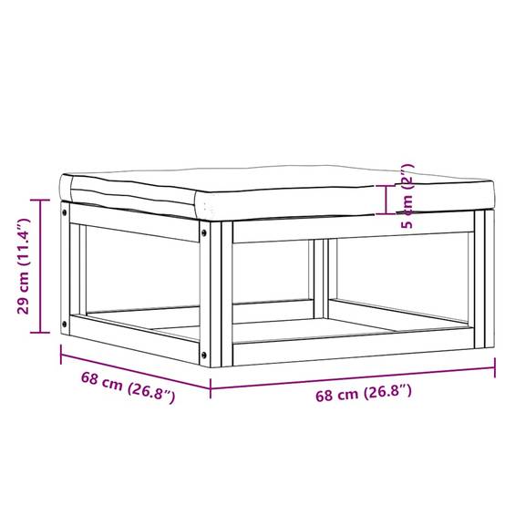Repose-pied | Tabouret de jardin | Pouf avec coussin gris foncé Bois d'acacia massif Maison Chic - Image 9