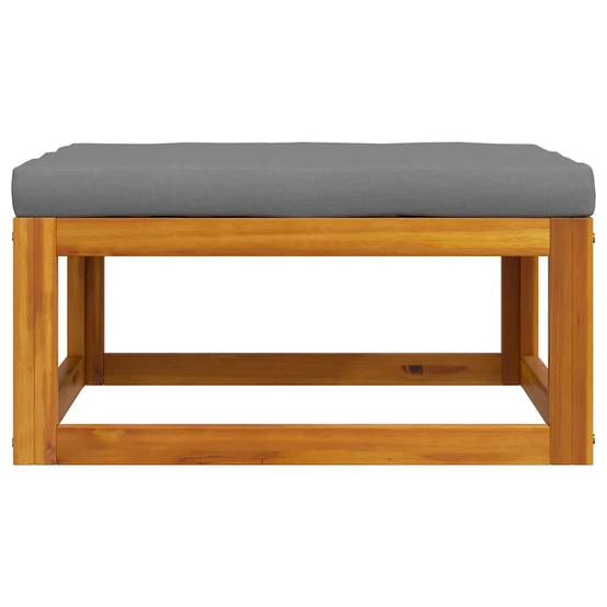 Repose-pied | Tabouret de jardin | Pouf avec coussin gris foncé Bois d'acacia massif Maison Chic - Image 4