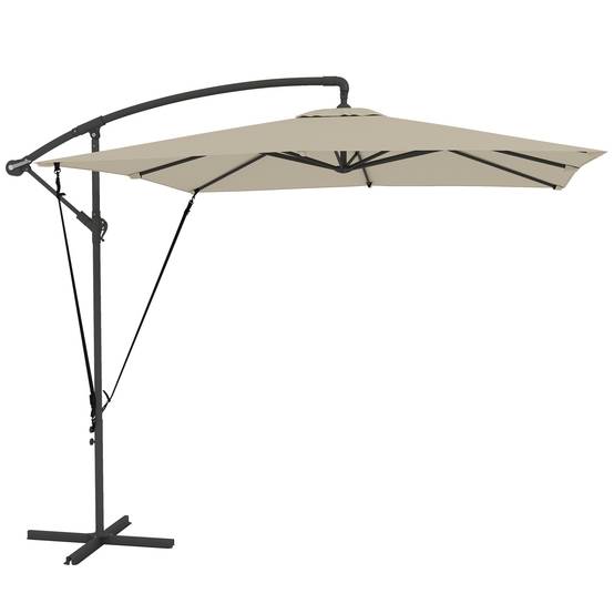 Parasol déporté parasol de jardin extérieur Toile ajustable 8 baleines - 247x247x256cm Métal Kaki fr331 - Image 1