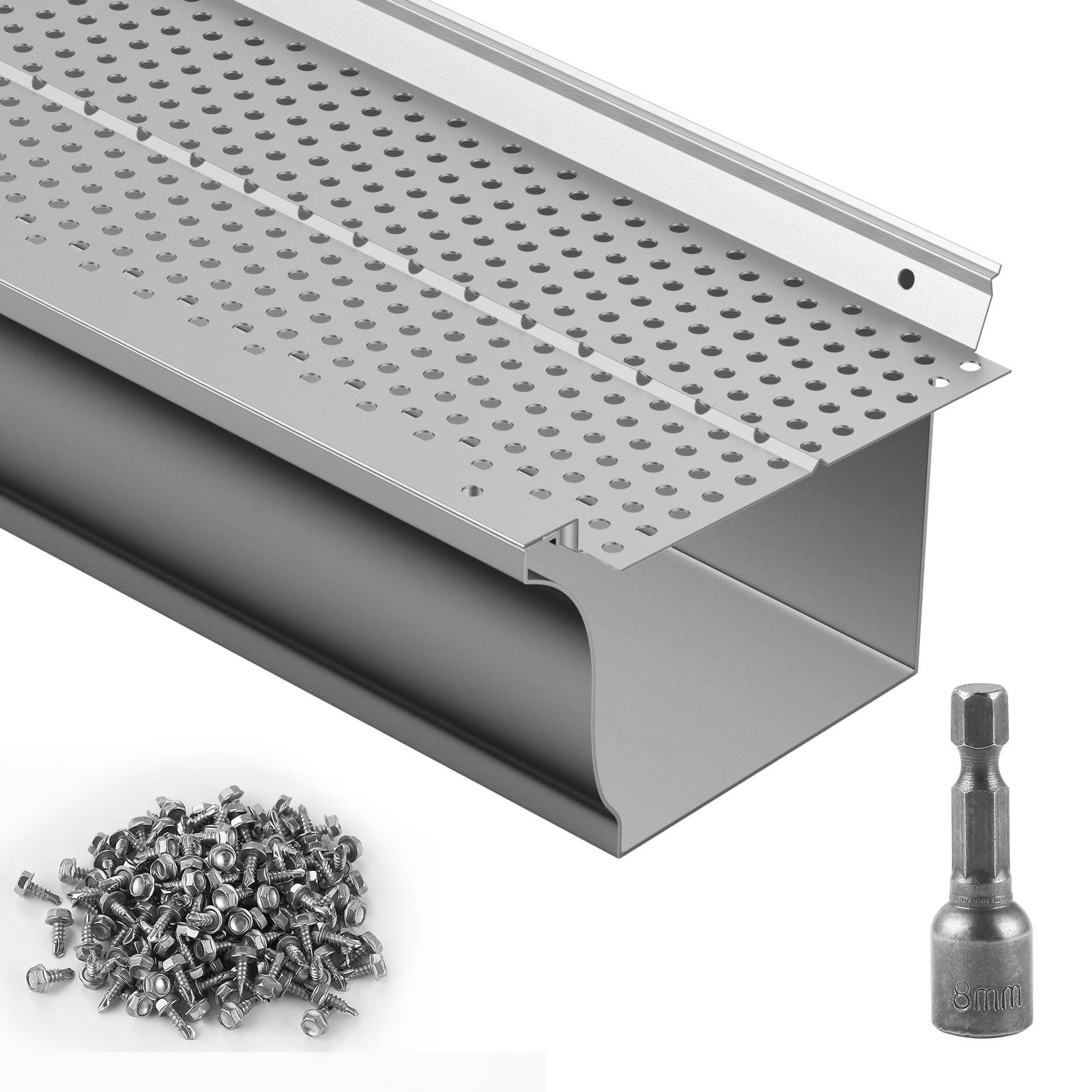 Vevor - VEVOR Grille protection gouttière 127 mm, alu, 52 pièces, longueur totale 63,4 m. Anti-feuilles, trou 4 mm. - Image 1