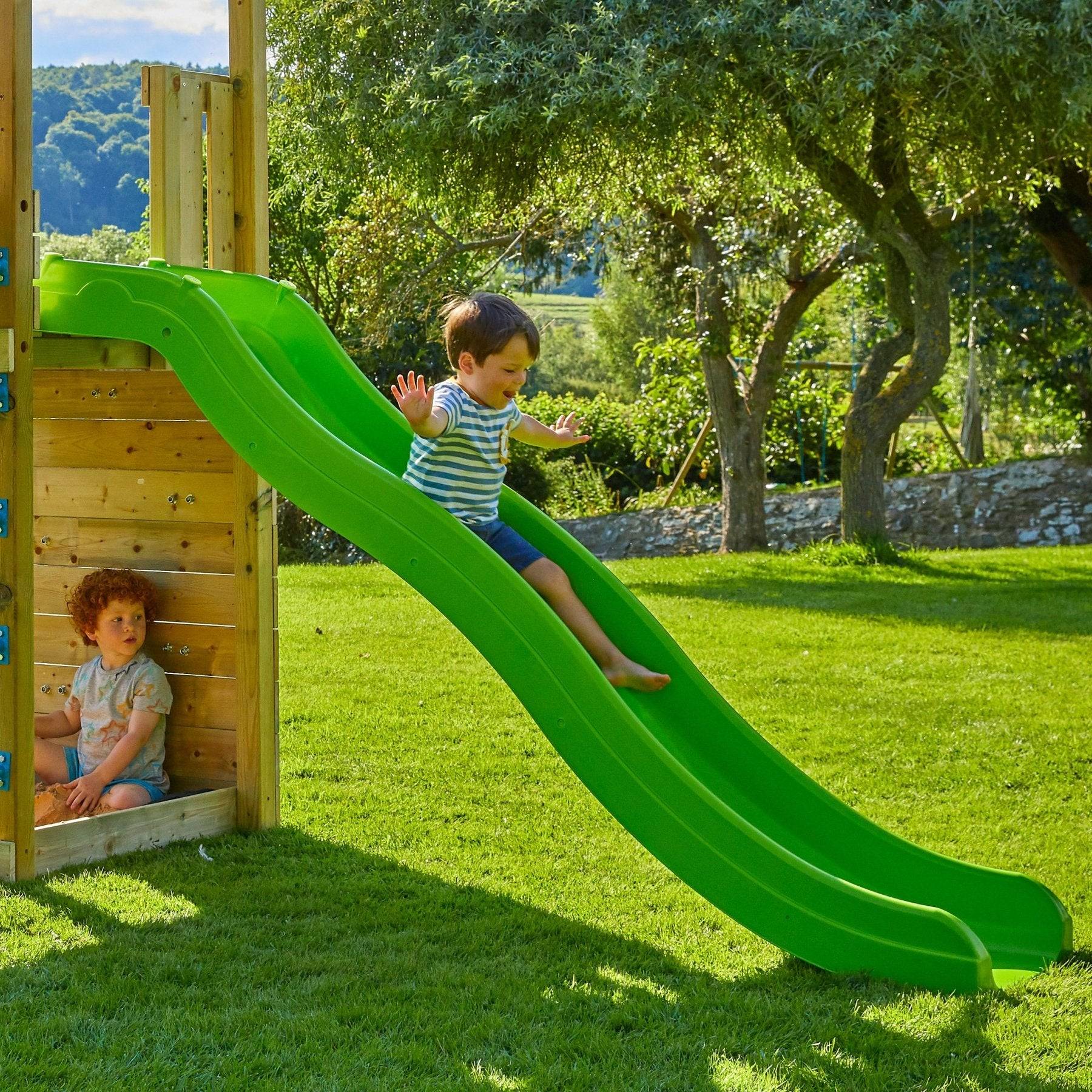 Tour de jeux en bois FSC  SKYWOOD H.270 cm avec plateforme, toboggan, bac à sable et mur d’escalade – TP TOYS - Image 3