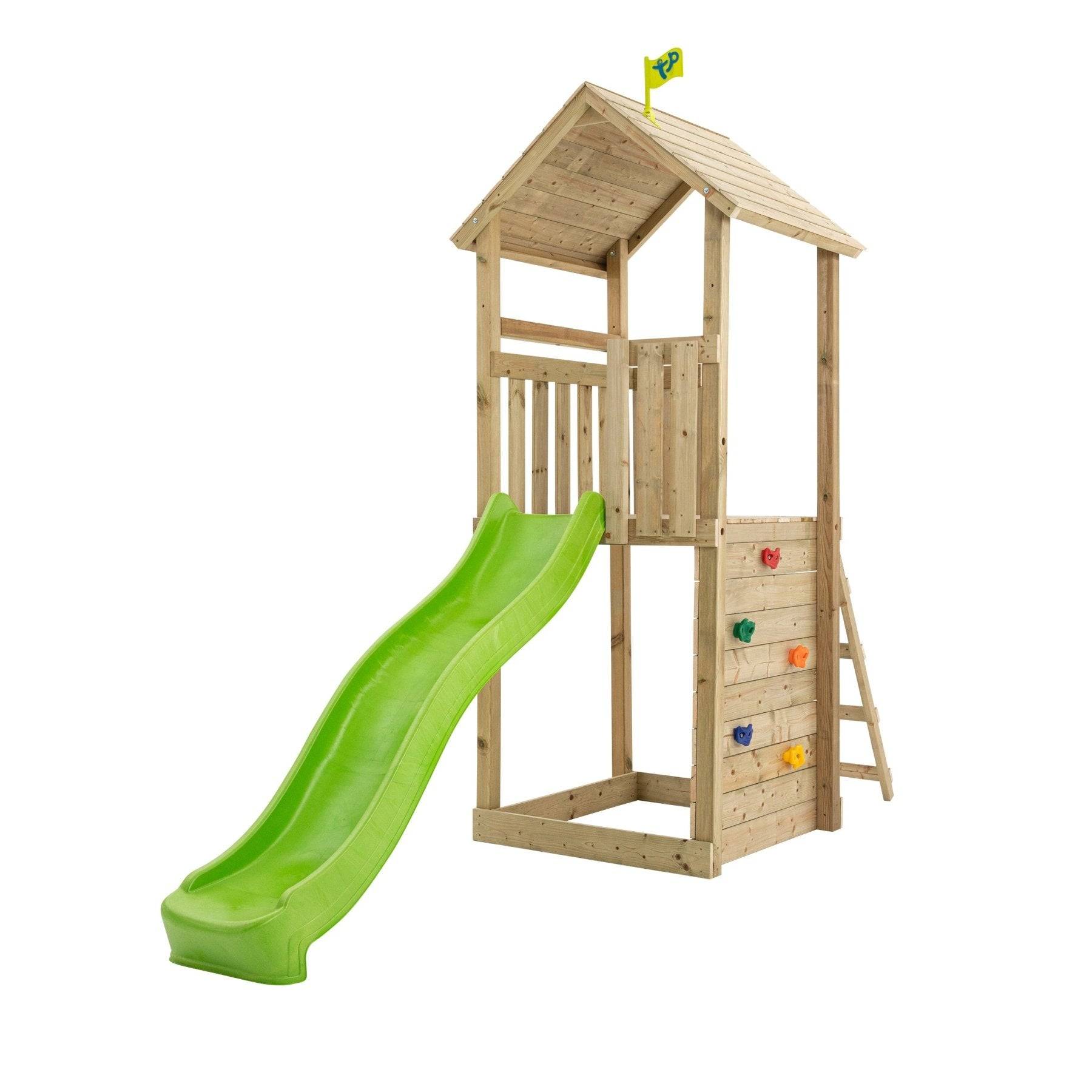 Tour de jeux en bois FSC  SKYWOOD H.270 cm avec plateforme, toboggan, bac à sable et mur d’escalade – TP TOYS - Image 2