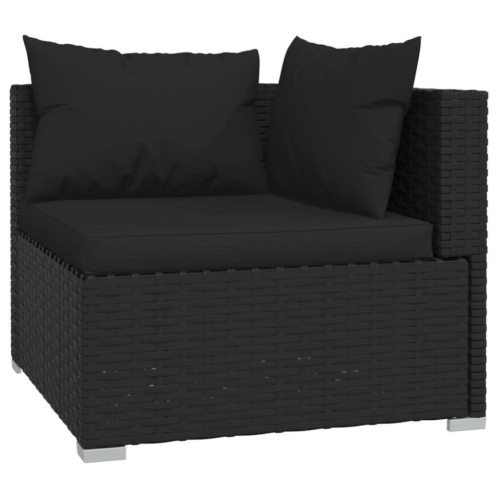Helloshop26 - Salon de jardin meuble d'extérieur ensemble de mobilier 7 pièces avec coussins résine tressée noir - Image 2