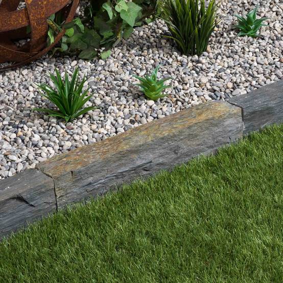 Bordure de jardin Schiste 50x3-7x3-7 cm (lot de 5 bordures soit 2,5 mètres) - RO'MA NATURE - Image 1