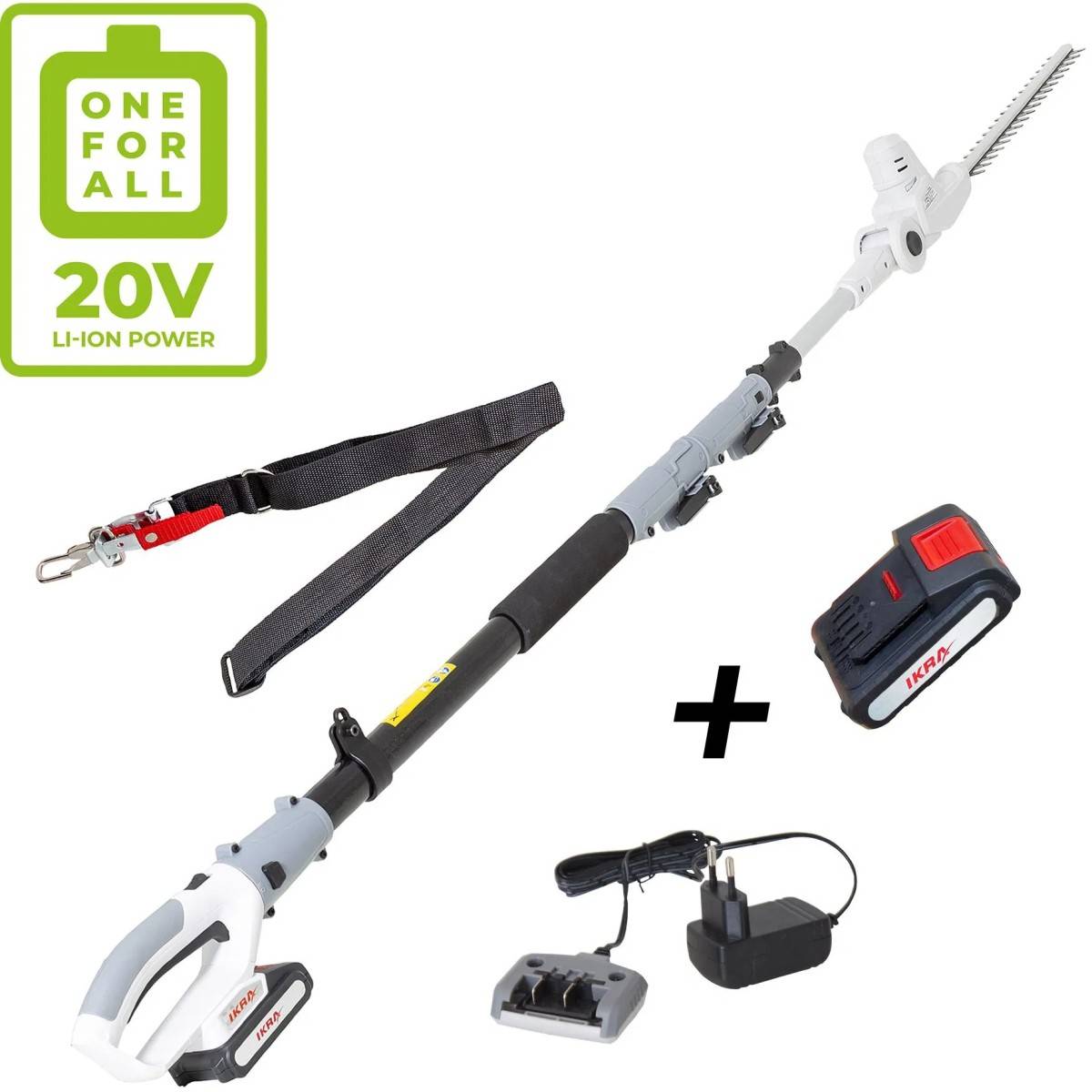 Taille haie téléscopique 20V - Longueur de coupe 40 cm - Batterie lithium 2.0Ah Chargeur 20V IKRA - Image 2