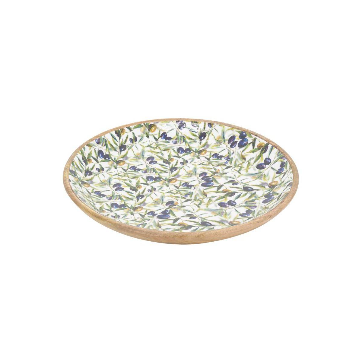 Aubry Gaspard - Grande corbeille en bois de manguier et résine - Olives Plat - Image 1