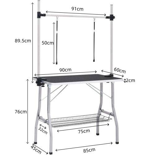Table de toilettage pliable 90cm en acier avec bras réglable et panier – ComfortXL Outdoor Living - Image 3