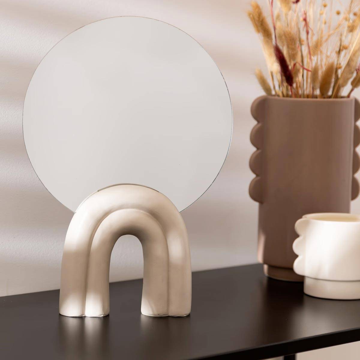 Miroir à Poser Design "Wavy Bliss" 35cm Blanc - Image 3