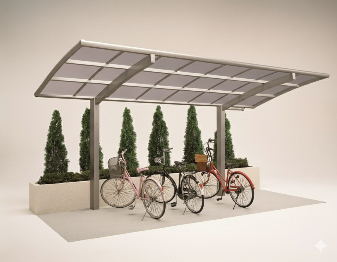 Carport à vélo en métal couleur inox brillant -Mini rallongé XIMAX