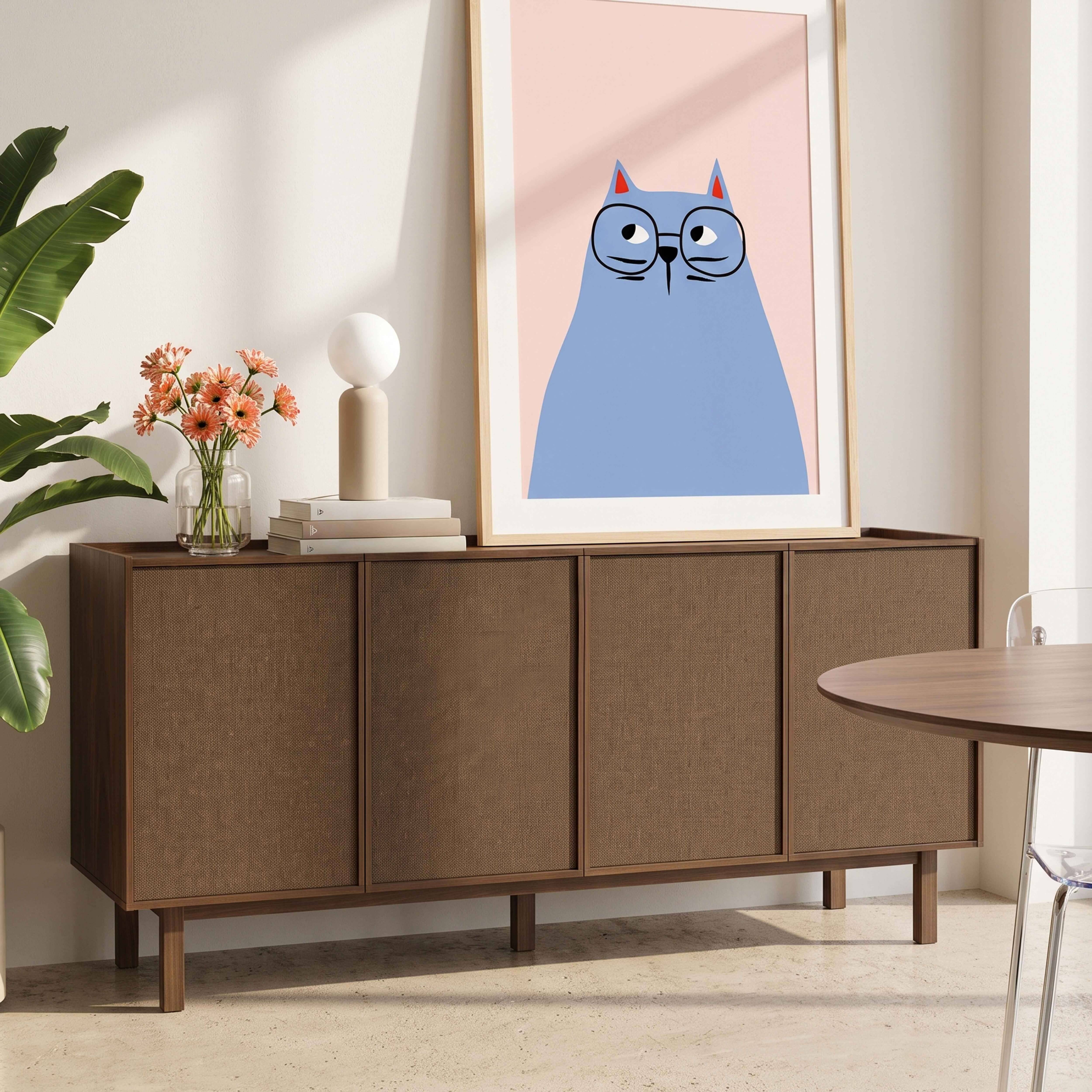 Oviala - Buffet effet bois 4 portes style scandinave 180 cm bois foncé Tomy - Oviala - Image 5