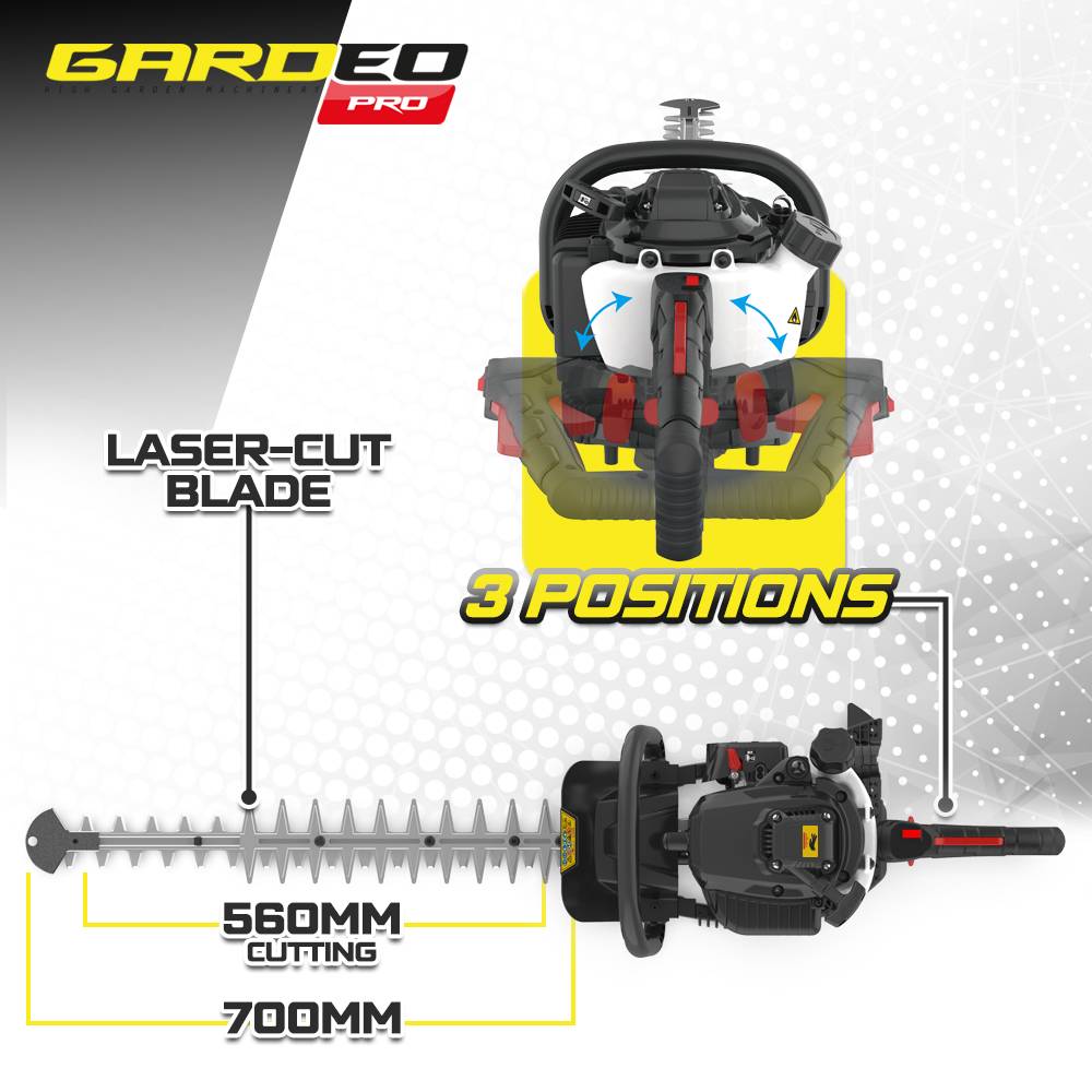 Gardeo Pro - Taille haies thermique 22.5CC avec poignée arrière rotative - Lame 700mm - Image 3
