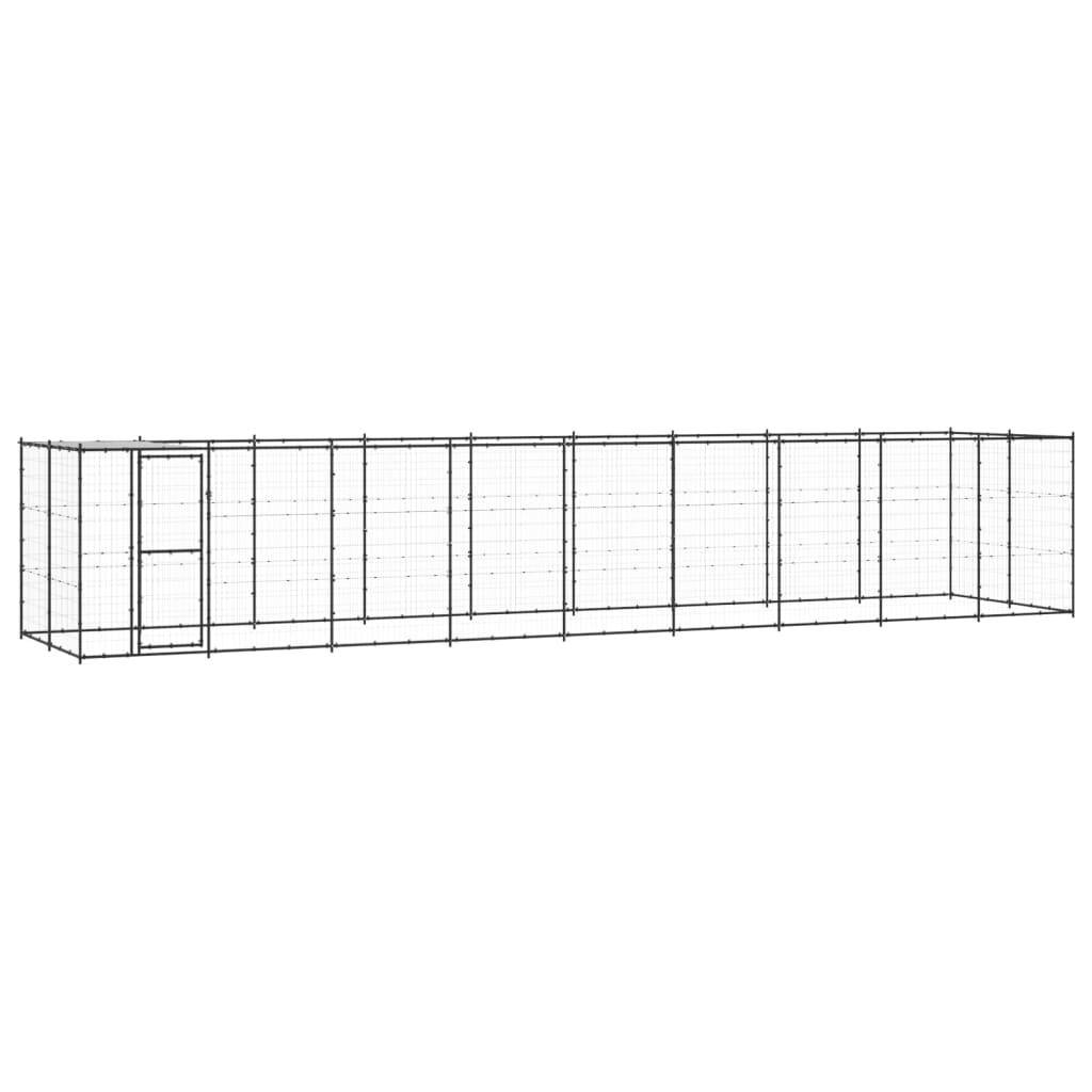 Helloshop26 - Chenil extérieur cage enclos parc animaux chien extérieur acier avec toit 21,78 m² - Image 1