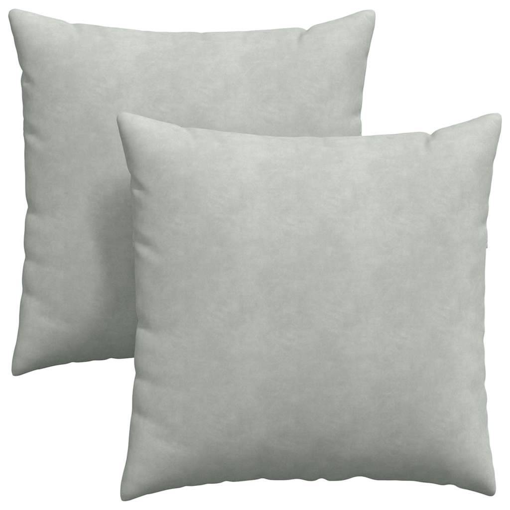 Lot de 2 Coussins Décoratifs Velours Côtelé Doux Housses Amovibles pour Canapé et Fauteuil Gris Clair 80x80 cm – ComfortXL Outdoor Living - Image 2