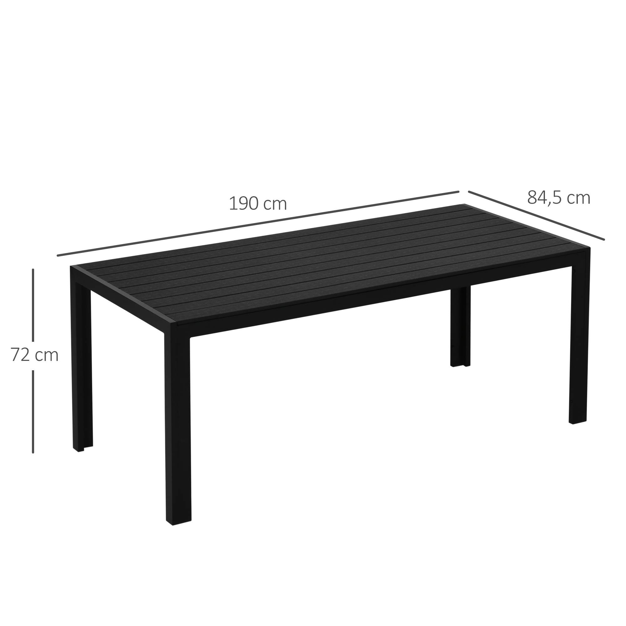Table de jardin en plastique, 190 x 84,5 x 72 cm, résistante aux intempéries, aspect bois, texture bois, antidérapante, idéale comme table de buffet - Image 5