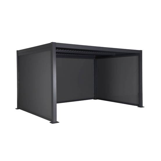 Pergola bioclimatique 3x4 m en alu et acier avec lames orientables et 3 stores intégrés Palace Anthracite - Sweeek - Image 2