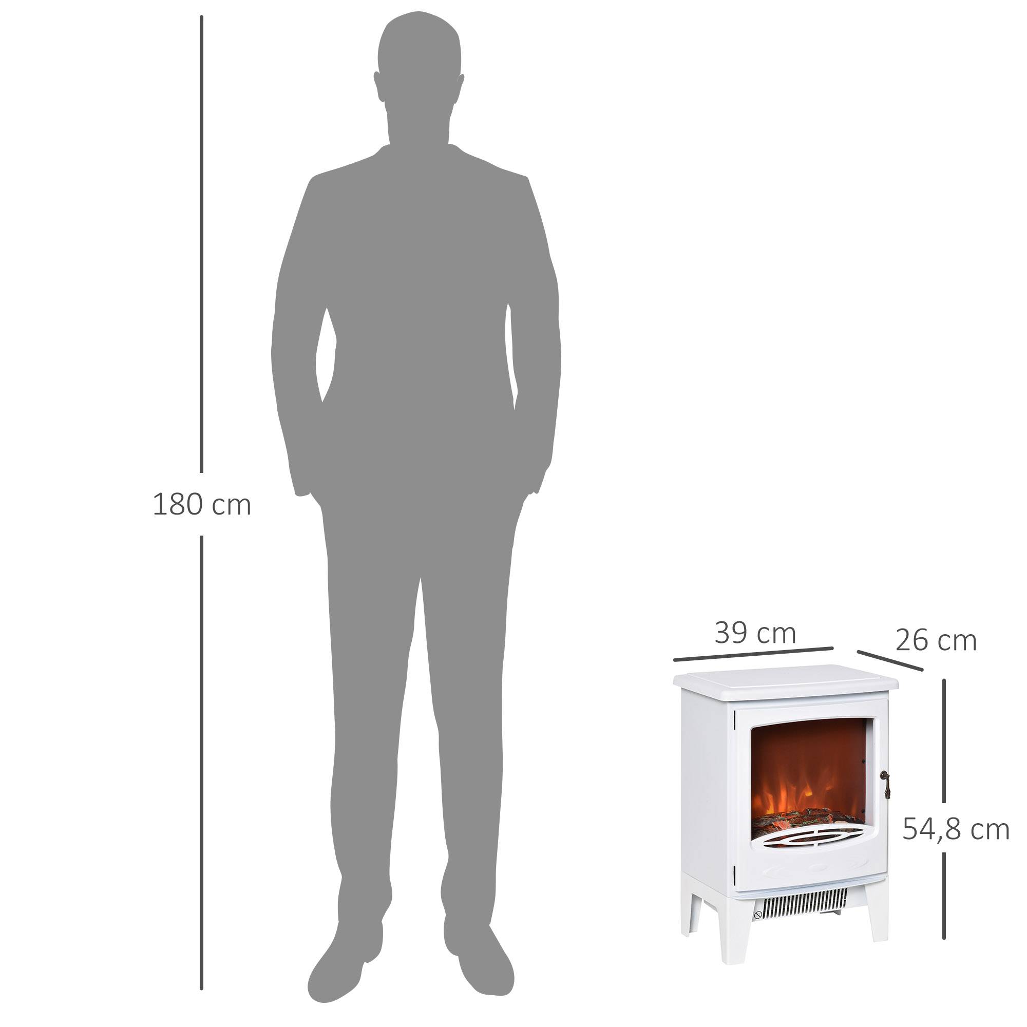 ComfortXL - Cheminée électrique 1800W autoportante avec effet flammes LED pour salon Blanc – ComfortXL Outdoor Living - Image 3