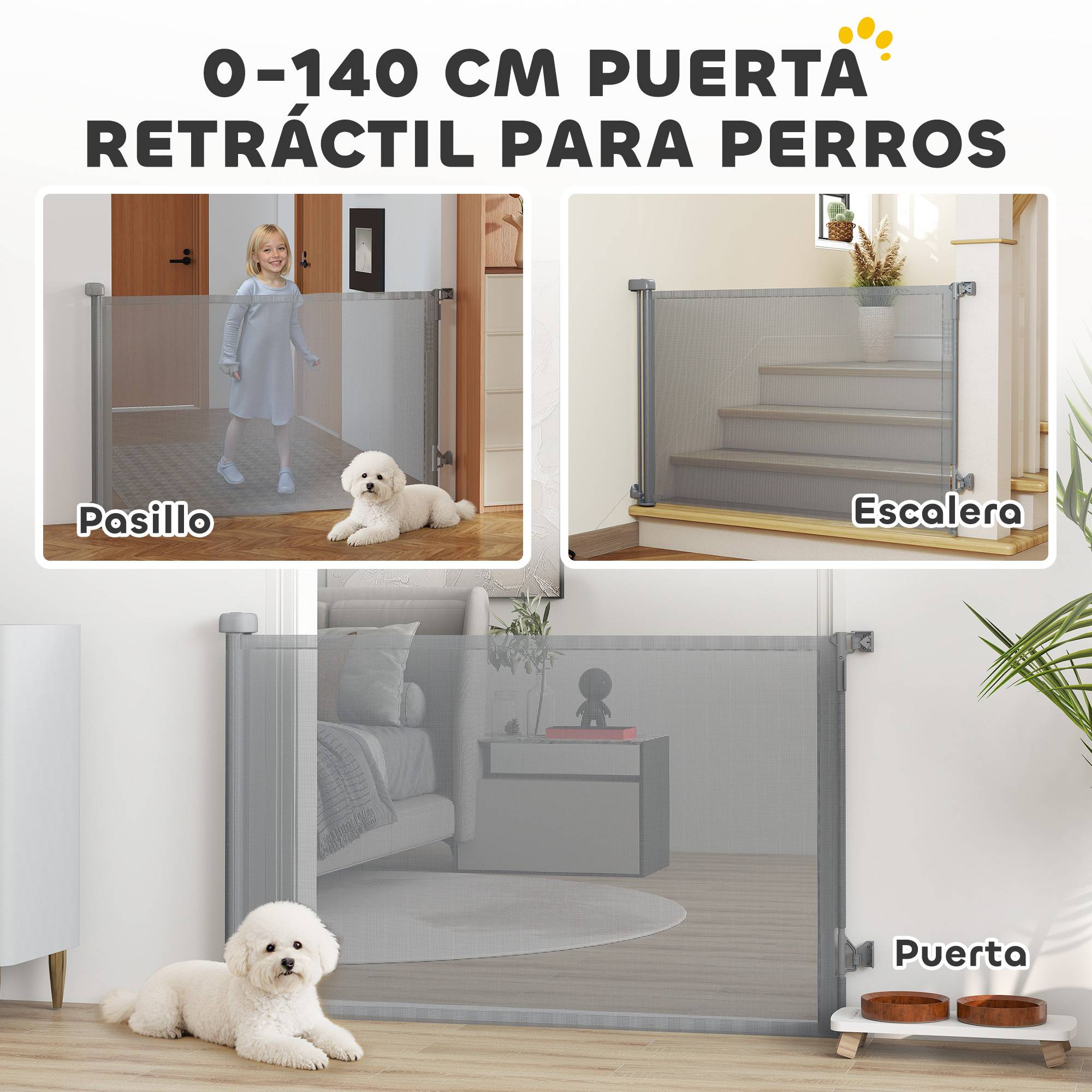 ComfortXL - Barrière de Sécurité Enroulable pour Chien et Bébé Extensible jusqu'à 140 cm Grise - ComfortXL Outdoor Living - Image 6