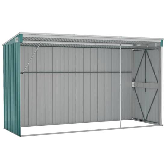 Abri de jardin mural Acier galvanisé Double porte Rangement 118x288cm Vert - ComfortXL Outdoor Living - Image 6