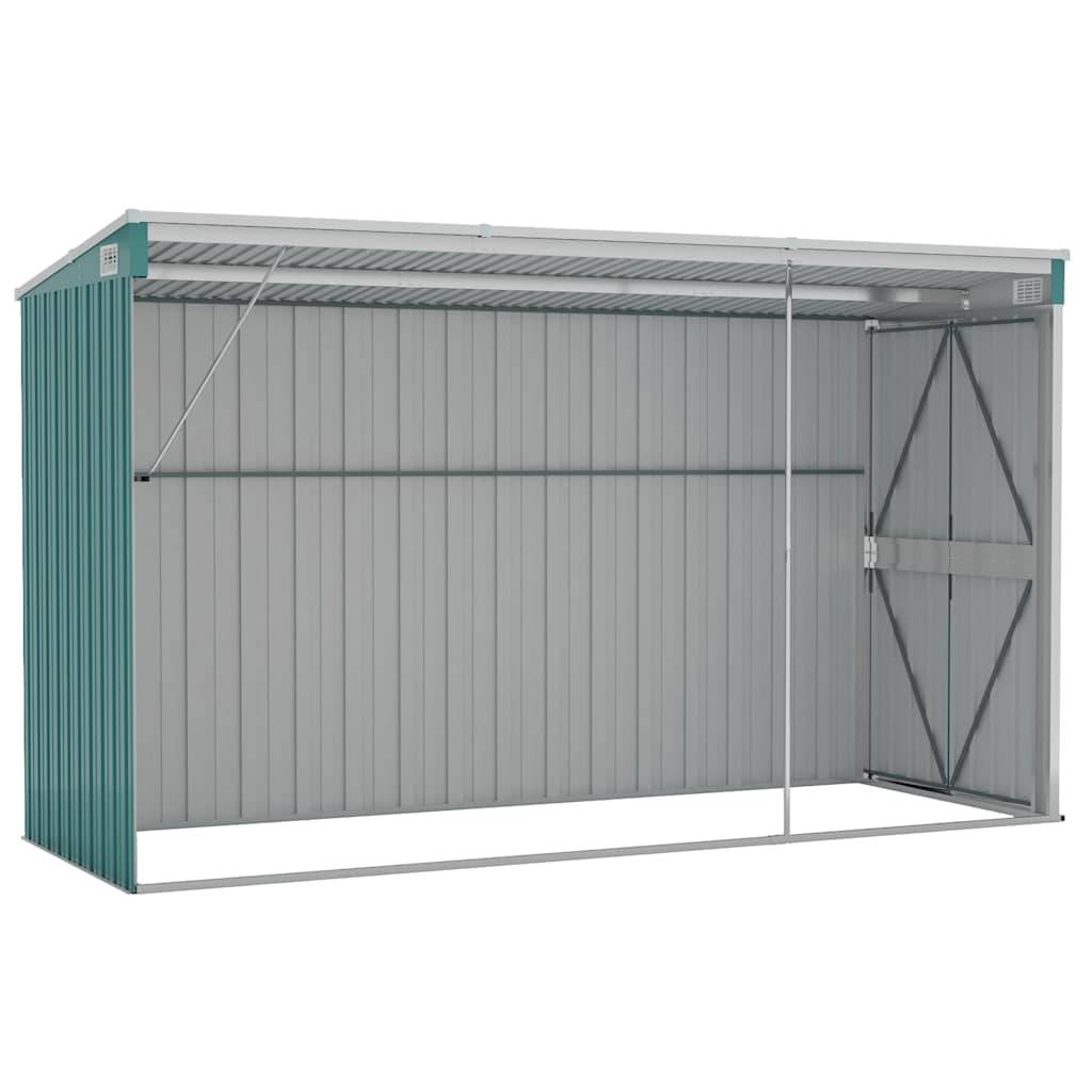 Abri de jardin mural Acier galvanisé Double porte Rangement 118x288cm Vert - ComfortXL Outdoor Living - Image 6