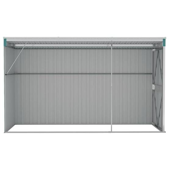 Abri de jardin mural Acier galvanisé Double porte Rangement 118x288cm Vert - ComfortXL Outdoor Living - Image 5