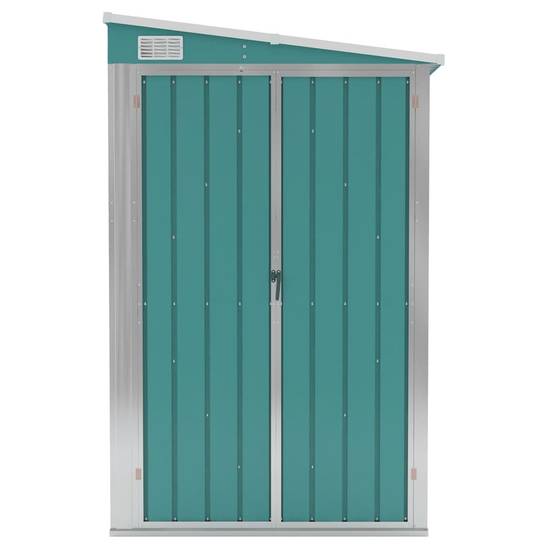 Abri de jardin mural Acier galvanisé Double porte Rangement 118x288cm Vert - ComfortXL Outdoor Living - Image 3