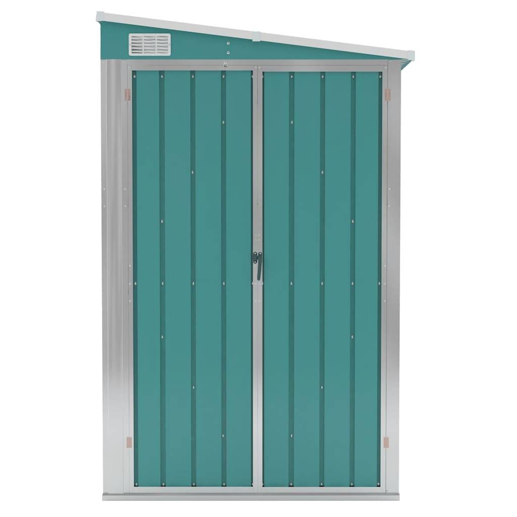 Abri de jardin mural Acier galvanisé Double porte Rangement 118x288cm Vert - ComfortXL Outdoor Living - Image 3