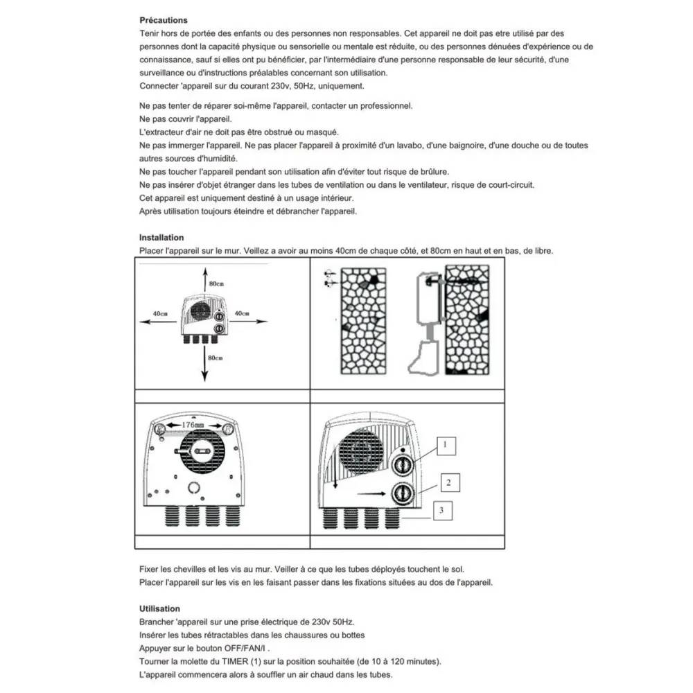 Sèche chaussures et bottes électrique 4 tuyaux 350W - Image 9