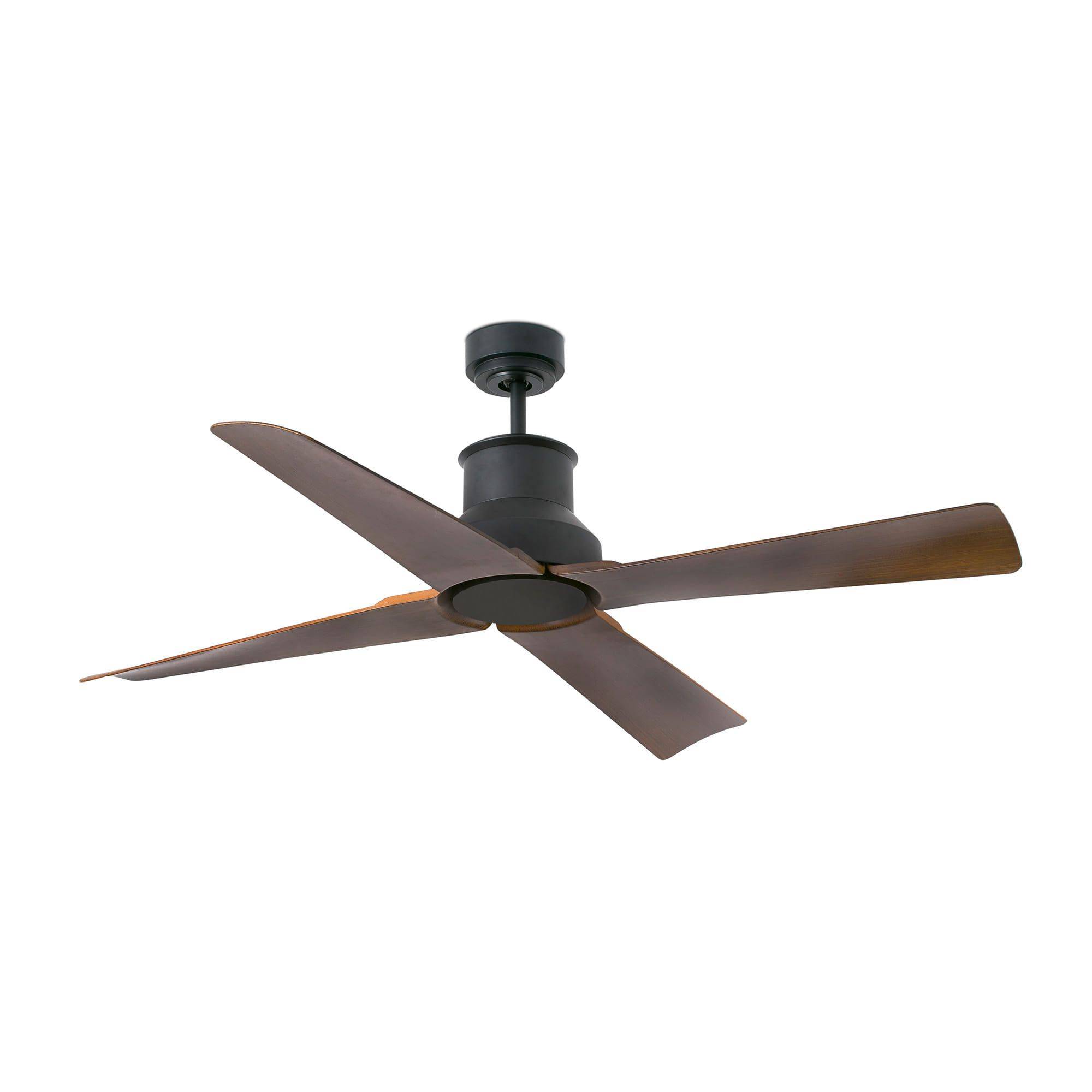 Ventilateur plafond Ø130 cm DC noir acier 4 pales marron - Image 2