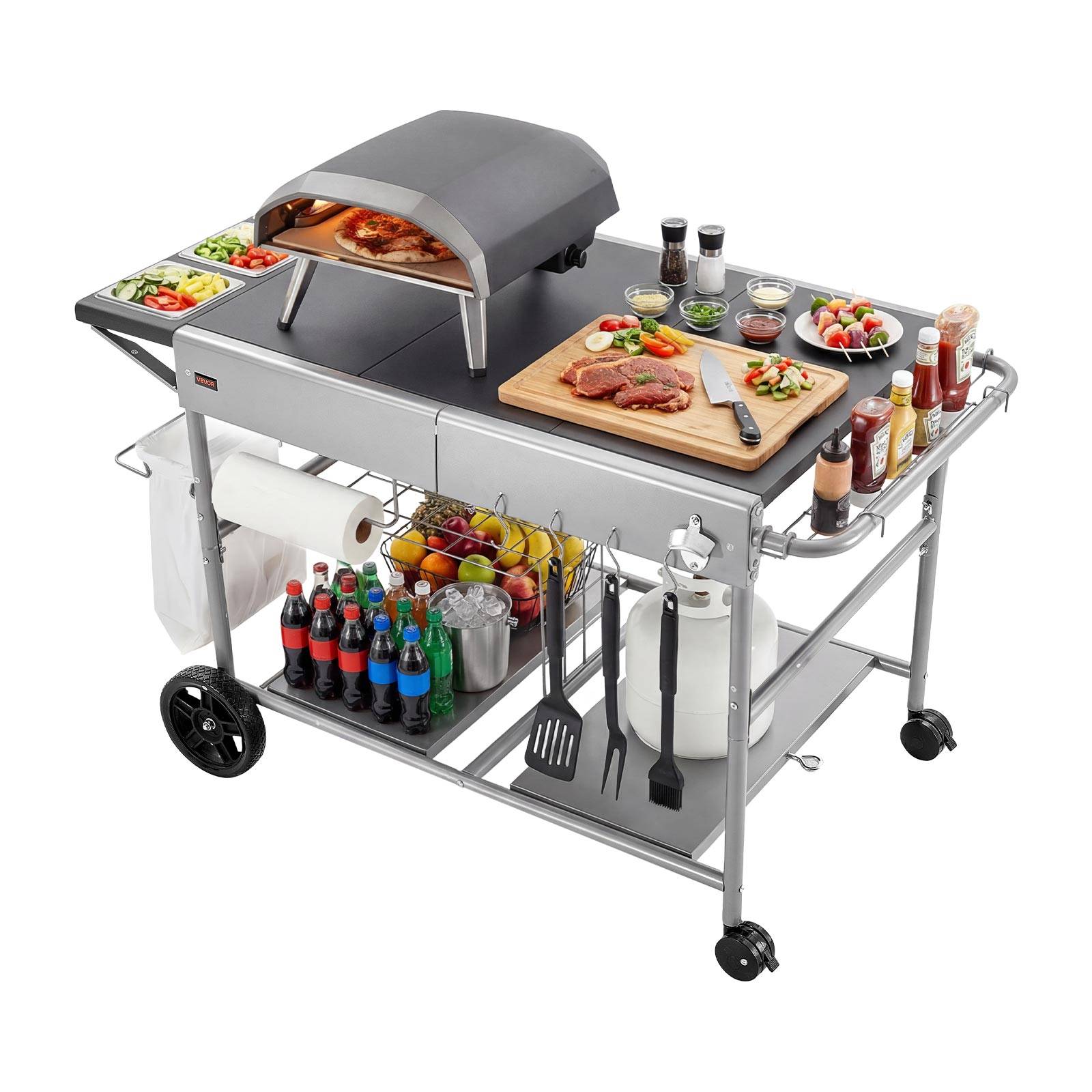 Vevor - VEVOR Desserte de Jardin Chariot de Barbecue pour Plancha 136x76x79 cm Cuisine - Image 1
