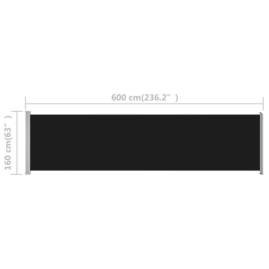 Helloshop26 - Auvent latéral rétractable de patio 600 x 160 cm noir - Image 6