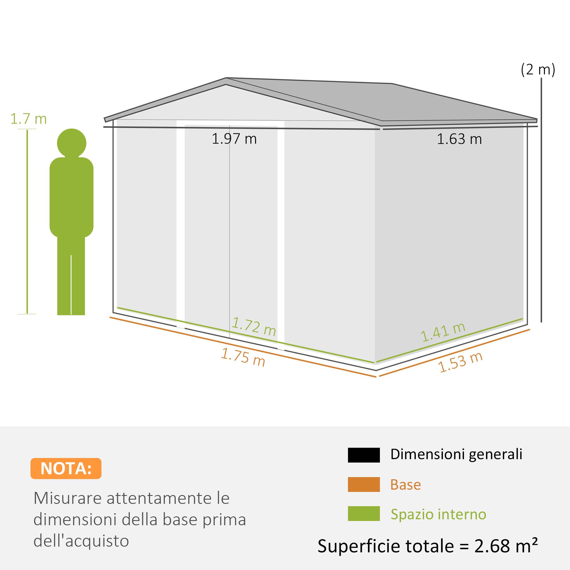 Abri de jardin en acier panneaux horizontaux toit double pente 197x163x200 cm marron - ComfortXL Outdoor Living - Image 5