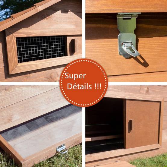Poulailler en bois pour jardin extérieure cage canard équipé 2 nichoirs 185 x 84 x 112 cm Modèle 154 Ferme de terrain - Image 5