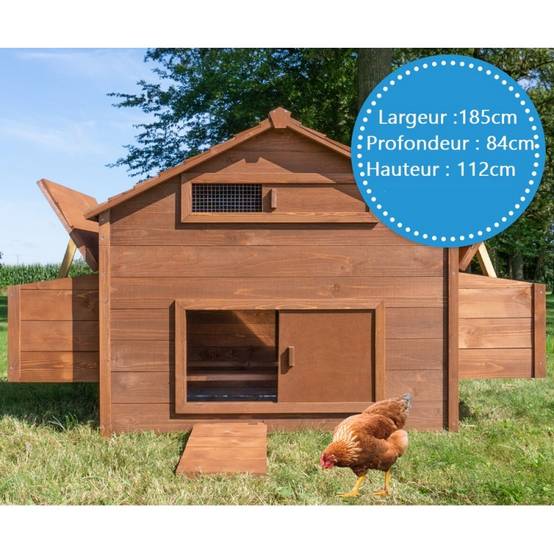 Poulailler en bois pour jardin extérieure cage canard équipé 2 nichoirs 185 x 84 x 112 cm Modèle 154 Ferme de terrain - Image 4