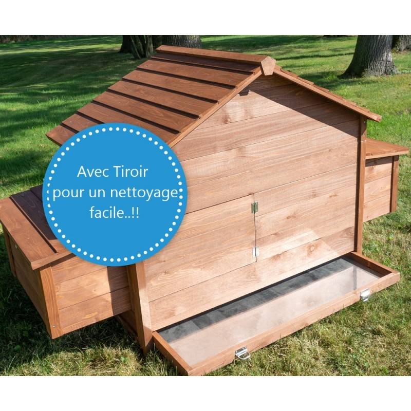 Poulailler en bois  pour jardin extérieure cage canard équipé 2 nichoirs 185 x 84 x 112 cm Modèle 154 Ferme de terrain - Image 2