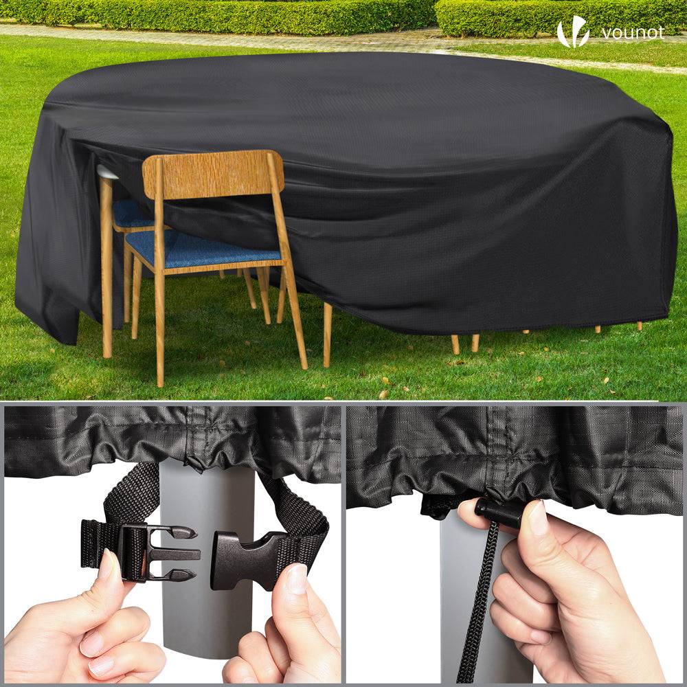 Housse salon de jardin bache de protection 420D φ190x73cm noire - Image 6