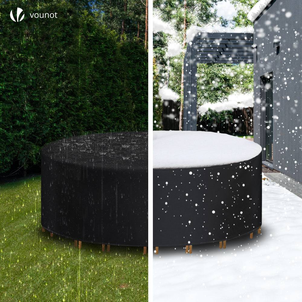 Housse salon de jardin bache de protection 420D φ190x73cm noire - Image 4