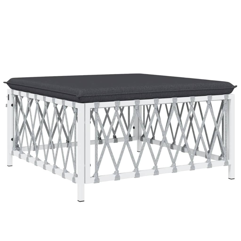 Helloshop26 - Salon de jardin meuble d'extérieur ensemble de mobilier avec coussins 5 pièces blanc acier - Image 4