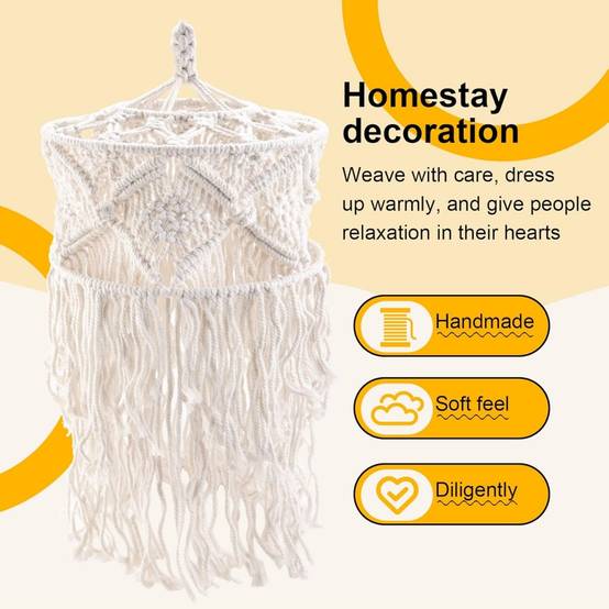 Abat-jour macramé bohème - Fait main - Décoration murale & luminaire - Coton naturel - Living123 - Image 4