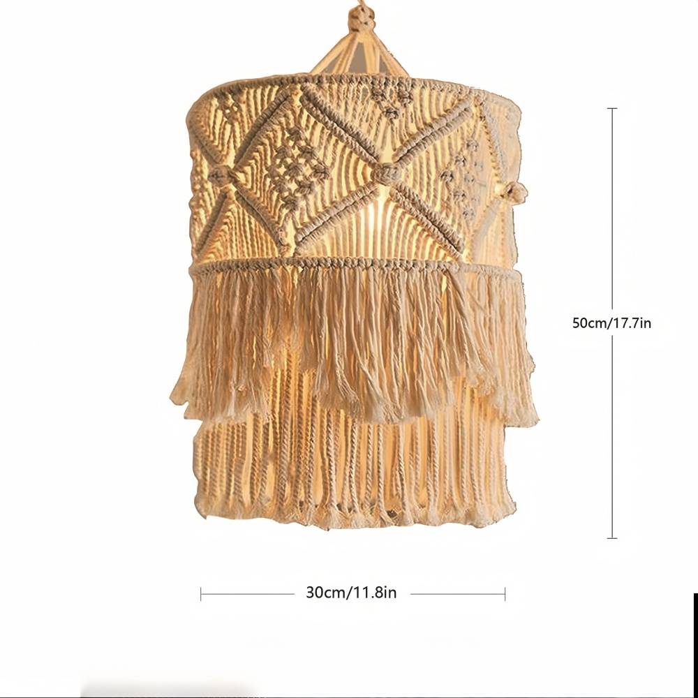 Abat-jour macramé bohème - Fait main - Décoration murale & luminaire - Coton naturel - Living123 - Image 7
