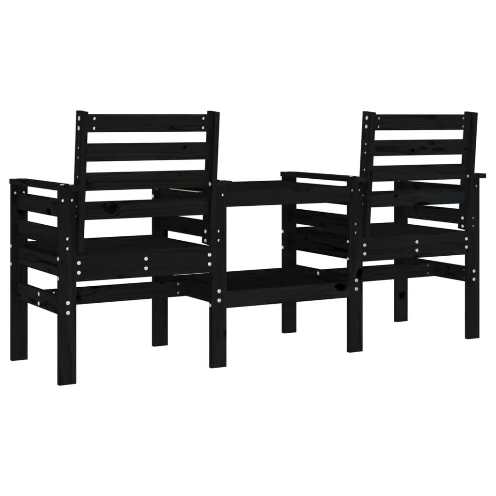Maison Chic - Banc de jardin - Banc d'extérieur - Banquette avec table 2 places noir bois massif de pin-JU13958 - Image 5