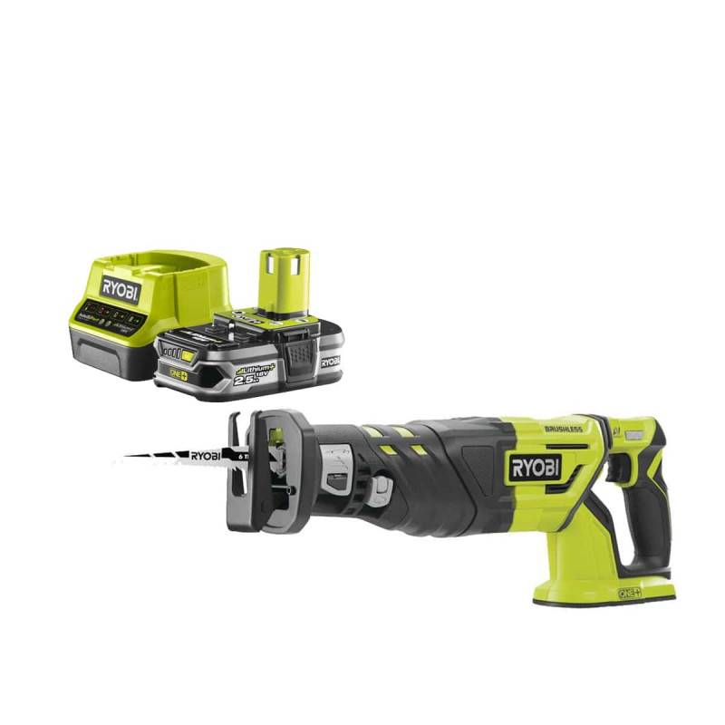 Ryobi - Pack RYOBI Scie sabre Brushless 18V One+ R18RS7-0 - 1 Batterie 2.5Ah - 1 Chargeur rapide RC18120-125