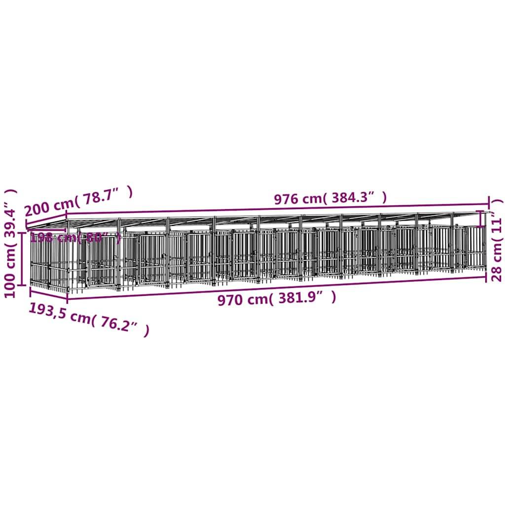 Vidaxl - Chenil d'extérieur avec toit pour chiens Acier 18,77 m² vidaXL 3124597 - Image 7