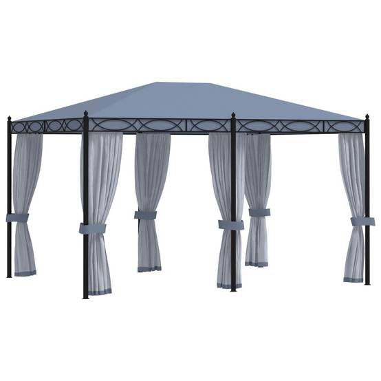 Tonnelle de Jardin Acier avec 6 Moustiquaires Incluses Toit Anti-UV Anthracite 4x3 m – ComfortXL Outdoor Living - Image 1