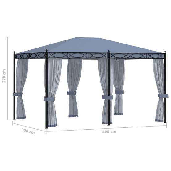 Tonnelle de Jardin Acier avec 6 Moustiquaires Incluses Toit Anti-UV Anthracite 4x3 m – ComfortXL Outdoor Living - Image 6