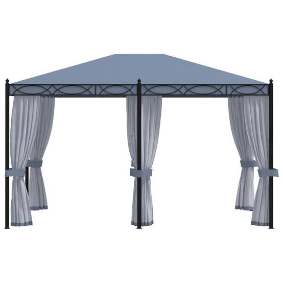 Tonnelle de Jardin Acier avec 6 Moustiquaires Incluses Toit Anti-UV Anthracite 4x3 m – ComfortXL Outdoor Living - Image 2